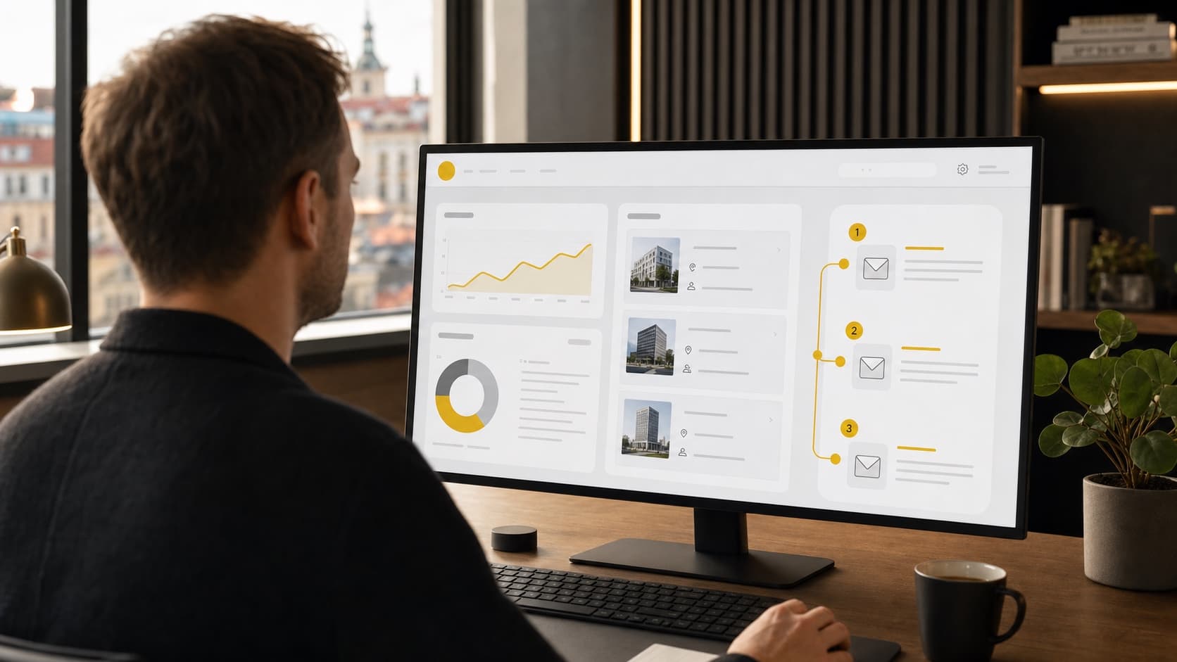 Sales professional viewing company website intent and a follow-up email sequence in Leeeds